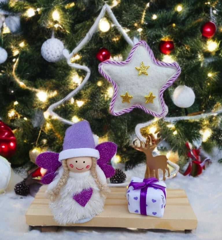 Decorazione natalizia con angioletto alla lavanda, stella, albero e cervo. Regali di Natale per familiari, regali di Natale per tutti, idee regalo di Natale 2025. Regali di Natale originali. regali di natale econimici