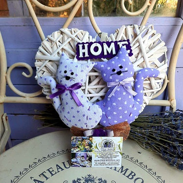 Fuoriporta a forma di cuore con gatti. Decorazione per la porta realizzata a mano. Idea regalo per amica. 