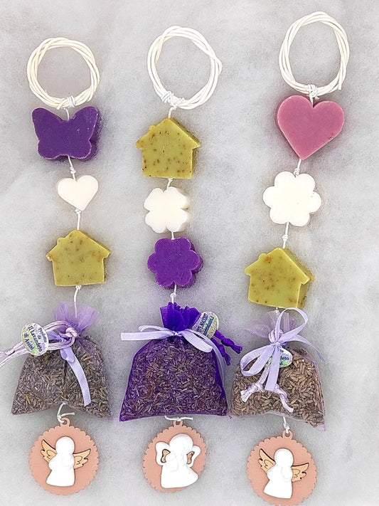Regali di Natale idee, idee regalo di Natale originali, idee regalo di Natale per la casa. Treccia di saponi alla lavanda con olio essenziale puro sacchetto profumato e gessetto idea regalo donna ragazza confezione regalo artigianale prodotti alla lavanda